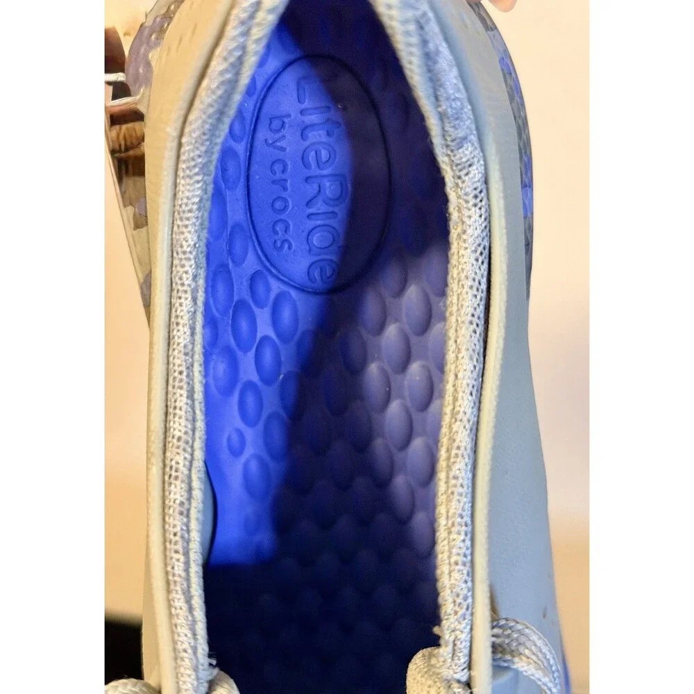 Crocs LiteRide Printed Camo Pacer Sneakers Grey Purple Blue Women's Size 10 EUC